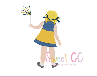 Cheerleader Sketch Stitch Machine Embroidery Design 4x4 5x5 5x7 6x6 8x8 Boy girl cheer football fall sports