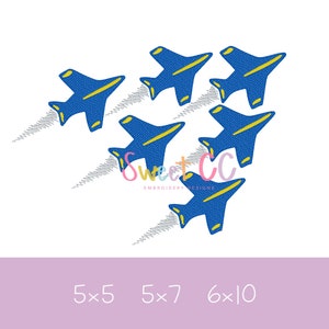 Blue Angels 6 aereo formazione schizzo macchina ricamo Design 5 x 5, 5 x 7, 6 x 10 ragazzo, ragazza, estate, aerei, jet, getti