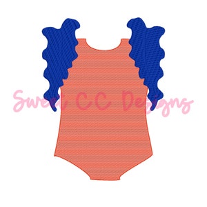 Kinder Rüschen Badeanzug SKETCH Stich Maschine Embroidery Design 3, 4x4, 5, 6 schwimmen adrette Rüschen Strand See Pool Bademode Badeanzug Urlaub