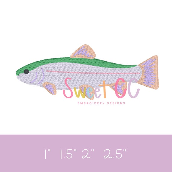 Rainbow Trout Mini Fill Machine Embroidery Design 1" 1.5" 2" 2.5" summer, fishing, mini, boy, girl, fish