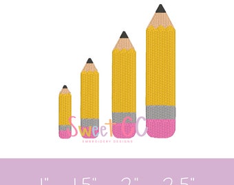 Bleistift Mini Füllstich Maschinenstickerei Design 1,5 Zoll, 2 Zoll, 1 Zoll, 2,5 Zoll