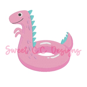 Dinosaur Float Fill Machine Embroidery Design 3, 4x4, 5, 5x7 BEACH VACATION girl boy pool lake float dino t-rex