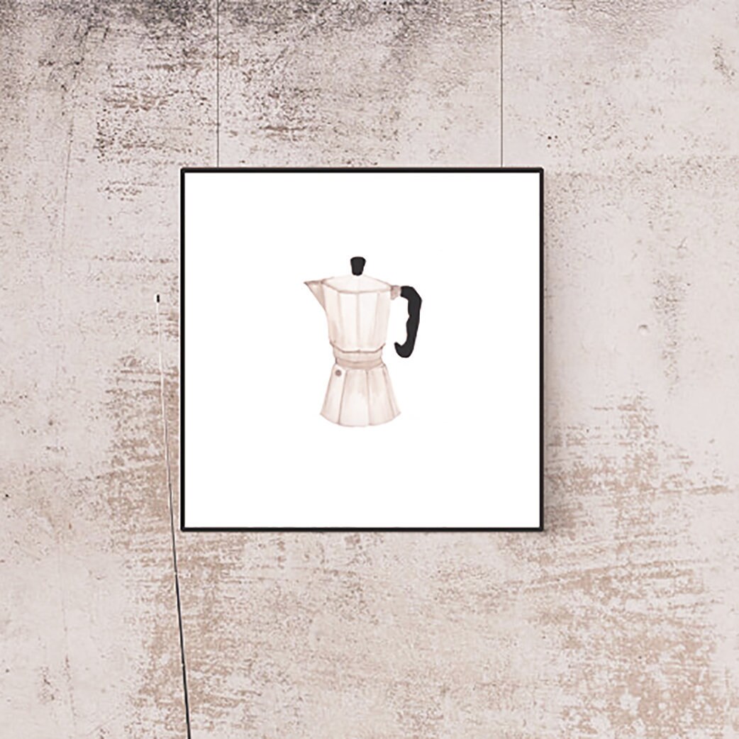 Moka Pot Illustration Print - Slow Coffee Maker Shipping Inclus