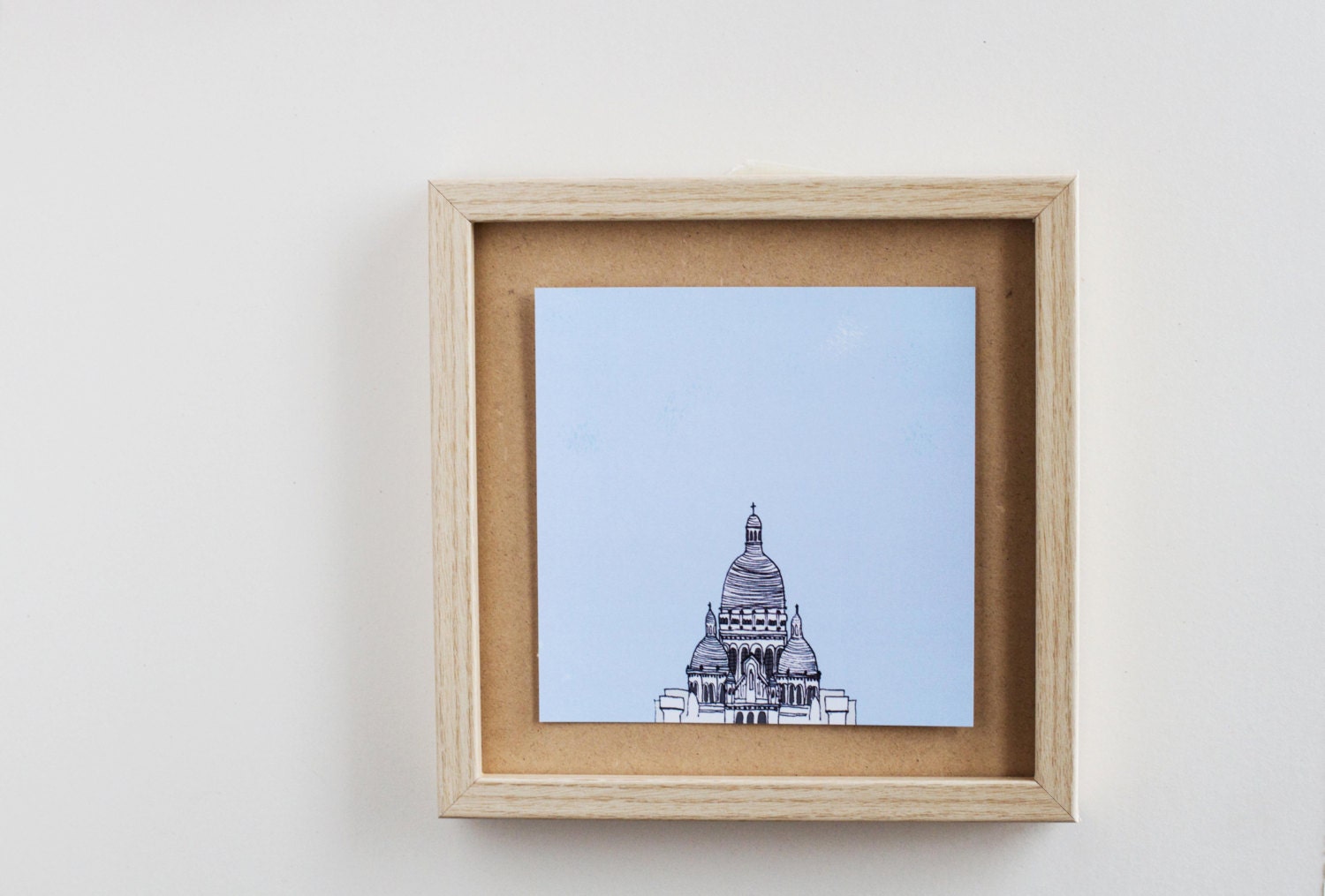 Montmartre - Estampes de Paris Église Blue Parisian Sky Print Shipping Inclus