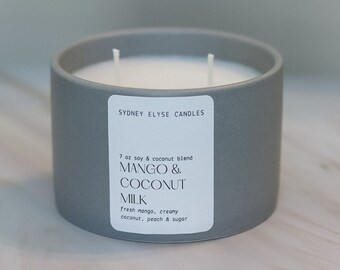 Mango and Coconut Milk Soy & Coconut Blend Candle - strong candle, luxury candle, minimalistic candle, gifts for, at home cozy comfy