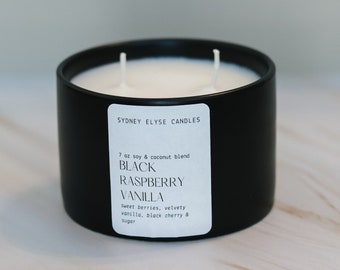 Black Raspberry Vanilla Soy & Coconut Blend Candle - gift for mom, candle for mom, aesthetic candle, candle for wife, candle for girlfriend