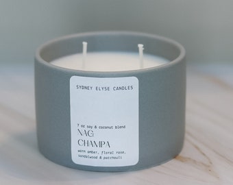 Nag Champa Soy & Coconut Blend Candle - Incense Candle, Spiritual Candle, Meditation Candle, candles for men, clean relaxing aroma, yoga