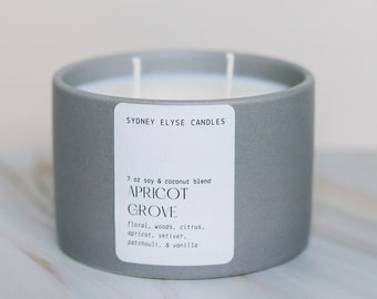 Apricot Grove Soy & Coconut Blend Candle - Citrus Woods Patchouli Vanilla Fragrance Fruity and Woodsy Candle Fruit Scented Spring Scents