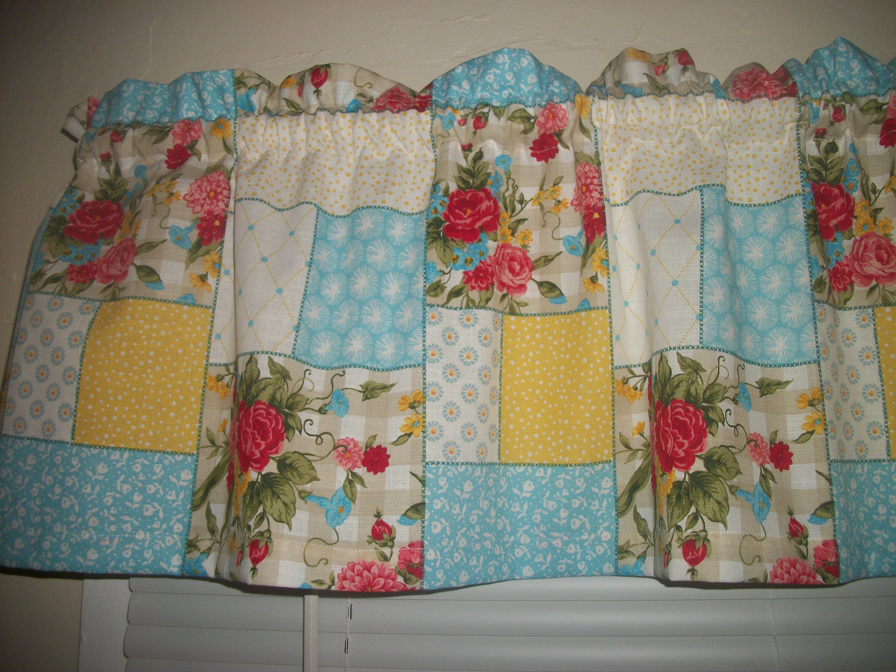 Blue Sweet Rose Patchwork Pioneer Woman Flowers Floral Farmhouse