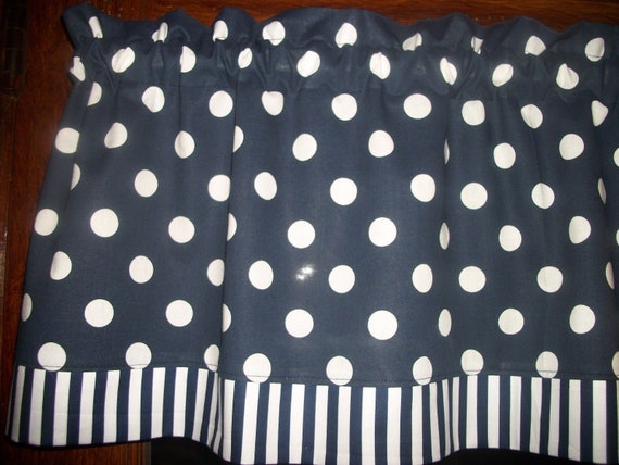 Navy Blue Off White Polka Dots White Stripe Nautical Fabric Etsy
