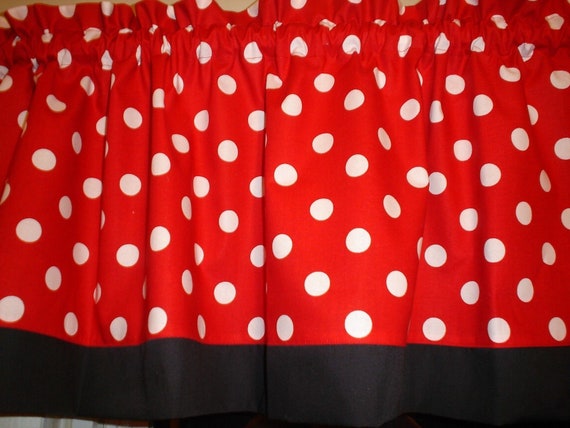 Red Black Polka Dot Mickey Minnie Mouse Kitchen Bedroom Fabric Etsy