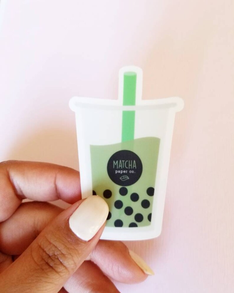Matcha Milk Tea Sticker Cute Laptop Stickers Cute Vinyl Etsy