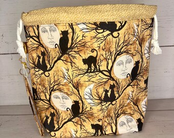 Autumn Black Cat Project Bag