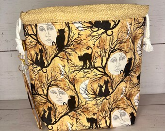 Sac à projet chat noir automne