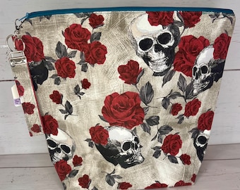 Canvas  Skull Roses Project Bag
