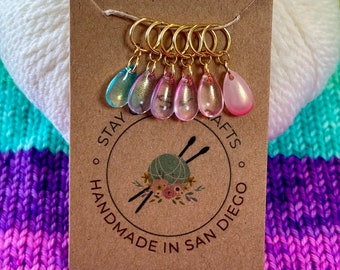 Glass Raindrops Stitch Marker Set - Style 1