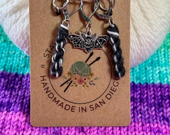 Celestial Vampire Bat and Mini Yarn Skeins Stitch Markers Set