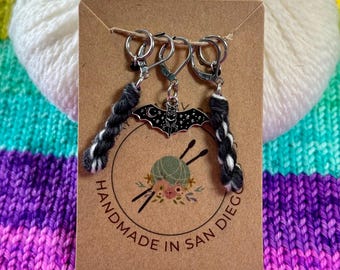 Celestial Fruit Bat and Mini Yarn Skeins Stitch Markers Set