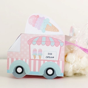 Ice Cream Truck Box Printable Birthday Paper Box Craft Kit Ice Cream Candy Party Decor E578