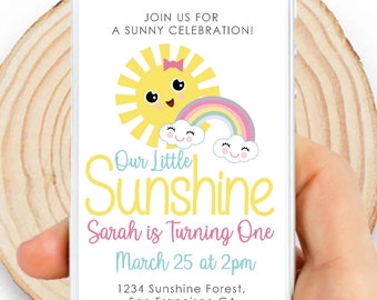 Summer Sunshine Party Digital Invitation Little Girl Birthday Email Text Or Whatsapp Invitation Digital Invite E523