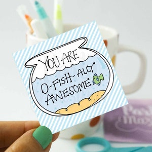 You are O-Fishally Awesome Printable Gift Tag Hand-Drawn Sticker Label DIY Favor Tag 001H image 4