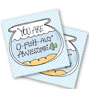 You are O-Fishally Awesome Printable Gift Tag Hand-Drawn Sticker Label DIY Favor Tag 001H image 2