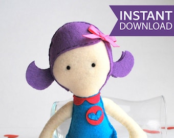 Easy Plush Doll Sewing Pattern | Violet Rack Doll DIY Template Easy-to-Follow Instructions E505