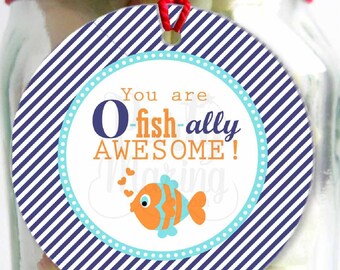 O-fish-ally Awesome Printable Tags Goldfish Thank You Gift Tag School Teacher Appreciation Label E237