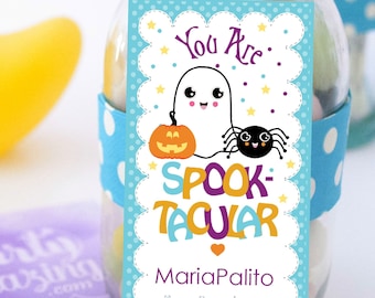 Hand Drawn You are Spooktacular Hand Drawn Printable Halloween Favor Tag Affirmation Tag Positive Kids E020