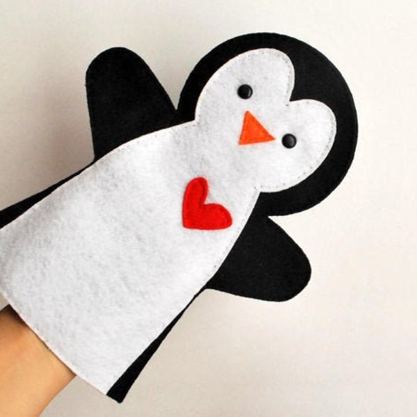 Penguin Hand Puppet Sewing Pattern DIY Kids Felt Puppet Template  Fabric Craft DIY Project| E483