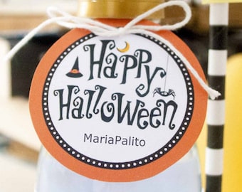 Spooktacular Happy Halloween Hand Drawn Tag DIY Printable Gift Tag Template for Party Candy Favors. Get your spooky candy favors tagged E201