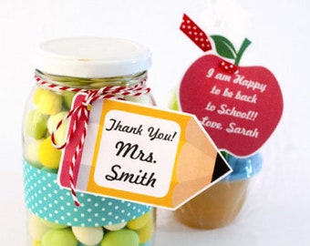 Apple and Pencil Tag | Printable School Teacher appreciation Tag | PK12 | E156