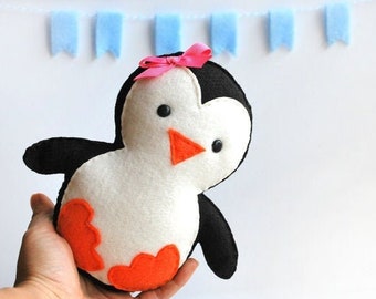 Baby Penguin Sewing Pattern Pdf Felt Plush Toy Nursery Decor Baby Shower Favor Christmas Penguin Gift | E077