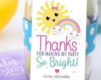 Summer Thank You Tag Little Sunshine Printable Birthday Favor Tag Template E541