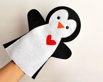 Penguin Hand Puppet Sewing Pattern DIY Kids Felt Puppet Template  Fabric Craft DIY Project| E483