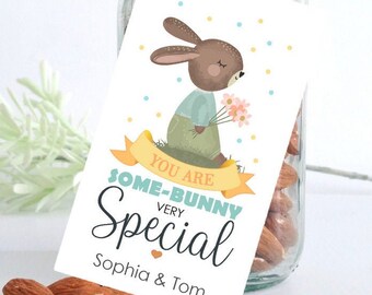 Printable Some-Bunny Special Gift Tag | Little Bunny Favor Label or Sticker | Editable Spring Party Tag | DIY Download | E515