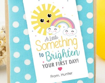 Sunny First Day Gift Tag | Printable Appreciation Label | Back to School Gift Tag Template, Positive Gift, encouragement gift | PK24 | E553