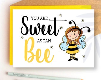 Sweet As Can Bee Digital Printable Card | Bee Printable Greeting Card | Thank You Card Template | PDF E581