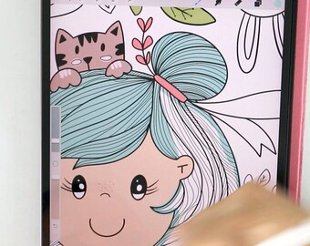 Cute Digital Coloring Page Relaxing Procreate Adult Coloring Sheet| Calm Down and relieve Anxiety E046