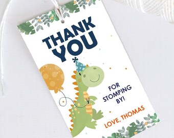 Printable Dinosaur Thank You Favor Tag | Thank You Dino Favor Tag Template | Birthday Label Template| E564