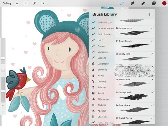 30 Texture Procreate Brush Set and How to Guide | Ipad Digital Illustration Drawing Procreate Tool Set for Children Illustration | E557-1 Il_570xn