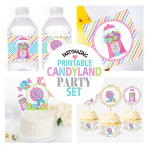 CANDYLAND Party Set Printable Party Decor DIY Gumball Machine Party Set Candy Party Decor Paper Party Decorations Sweet  Party DecorE181