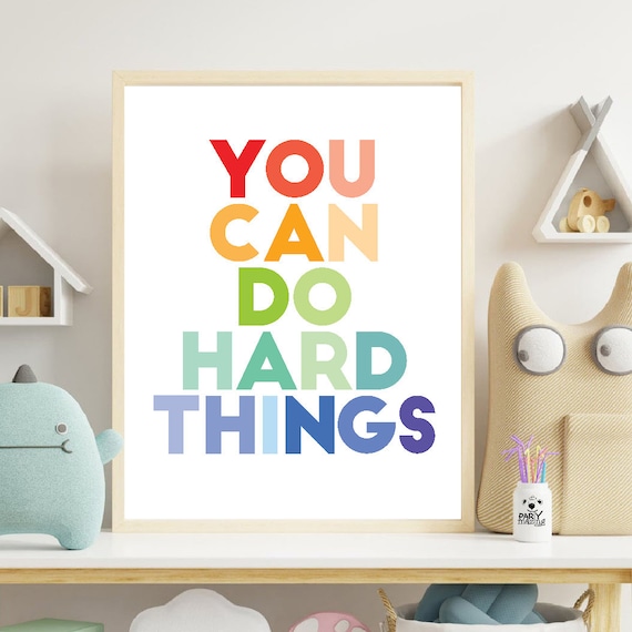 You Can Do Hard Things Poster Wall Art | Printable Positive Growth Mindset | Inspirational Quote | Classroom Print Home School | PK12 | E545 Il_570xn