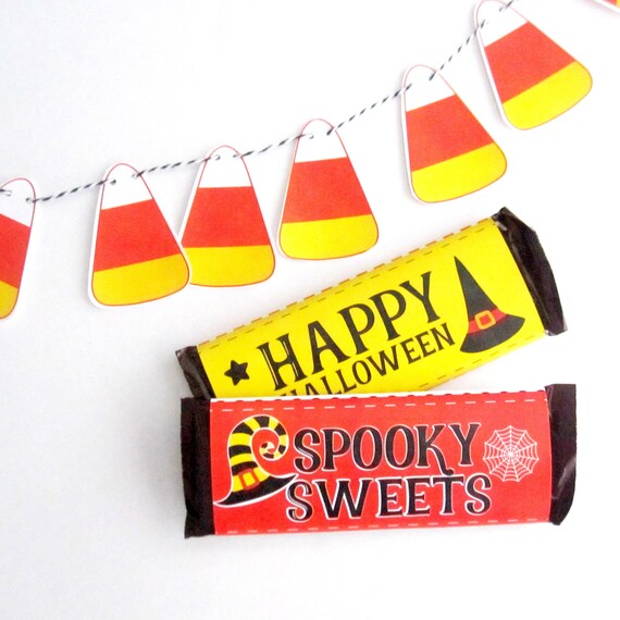 Happy Halloween Chocolate Bar Wrappers | Printable Witch Hat Labels | Spooky Hershey Chocolate bar Labels | PK20 | E566 Il_570xn