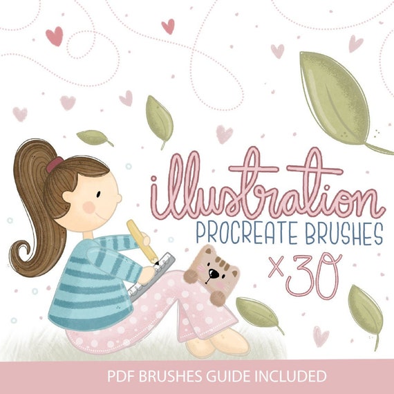 30 Illustration Procreate Brushes Set | Digital Drawing and Texture Brush Set and How to Guide | Ipad Digital Drawing Tool Set | M011 Il_570xn