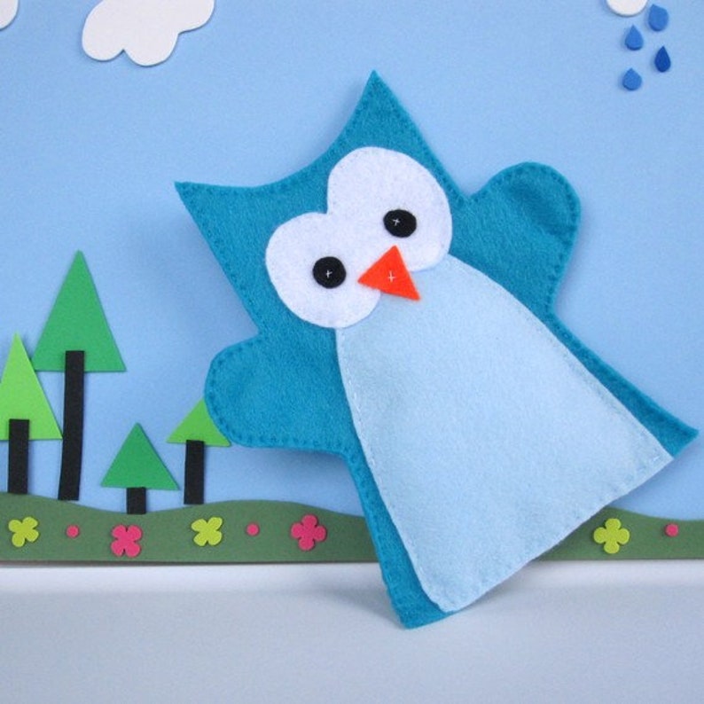 DIY Easy Owl Hand Puppet Pattern Felt Hand puppet Sewing Etsy