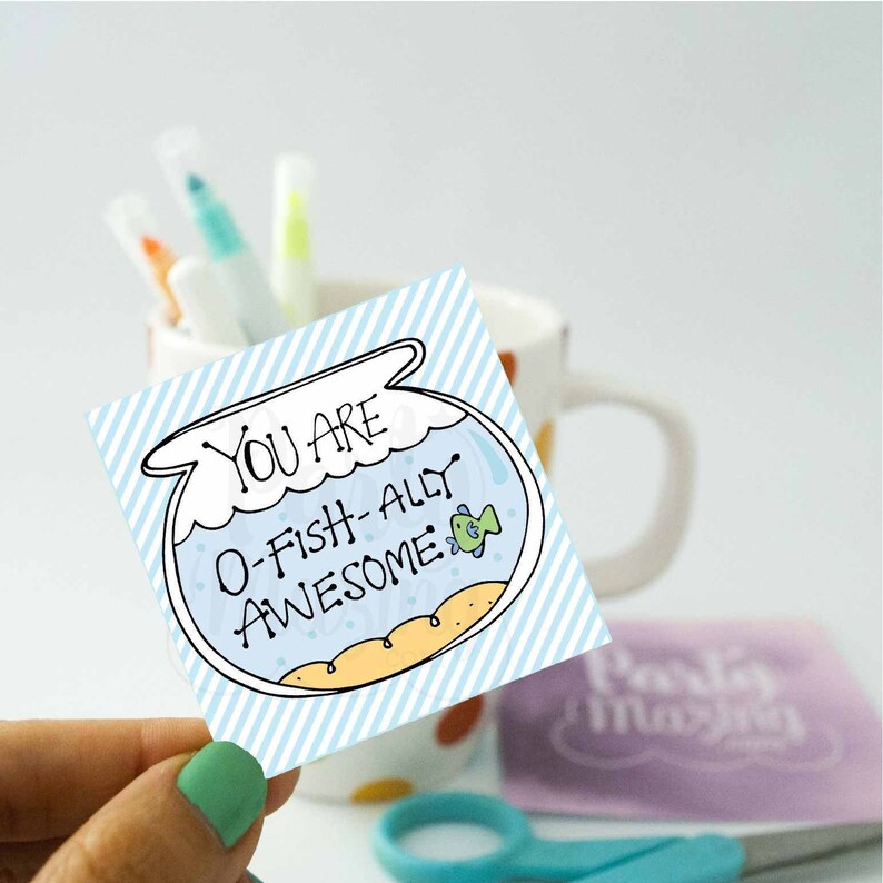 You are O-Fishally Awesome Printable Gift Tag Hand-Drawn Sticker Label DIY Favor Tag 001H image 4