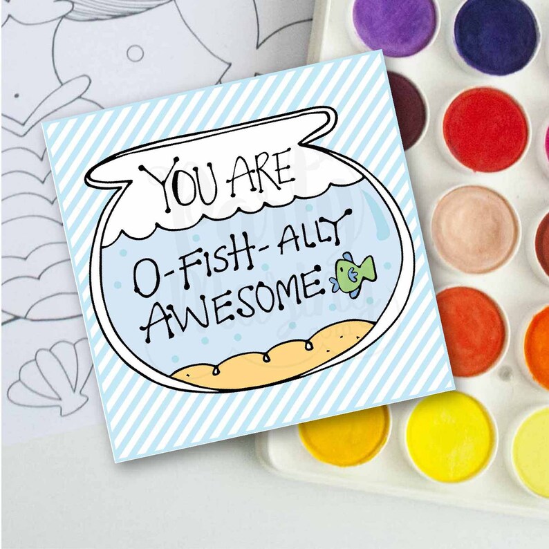 You are O-Fishally Awesome Printable Gift Tag Hand-Drawn Sticker Label DIY Favor Tag 001H image 9