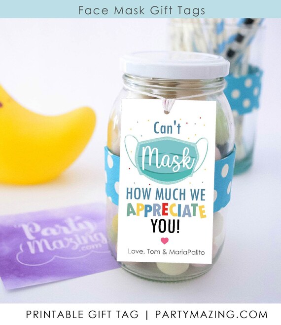 Can't mask Appreciate you Tag, Printable Gratitude Teacher or Staff Appreciation Label, Back to school gift, Employee Tag | PK22 | E495 Il_570xn