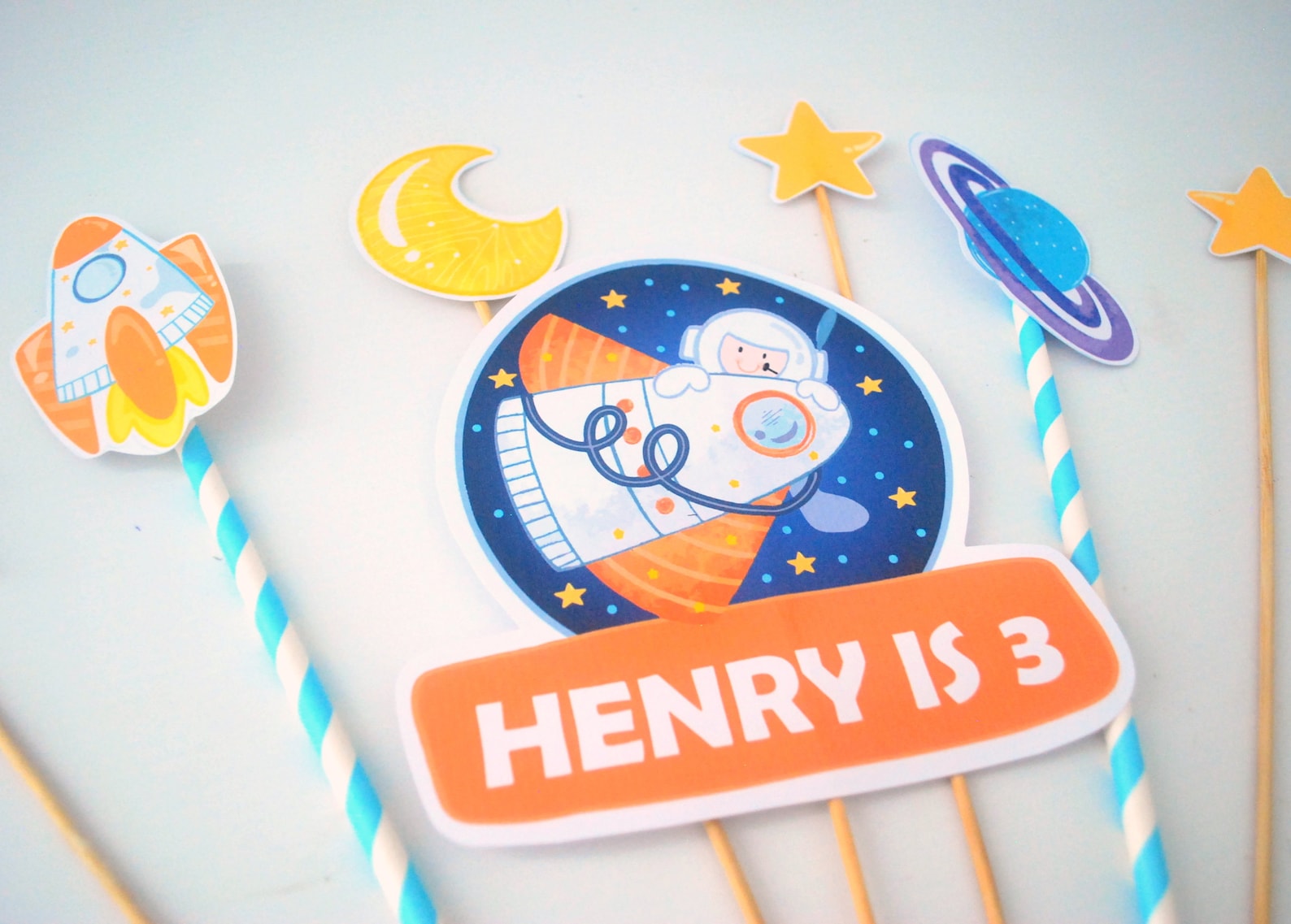 Printable Outer Space Cake Topper Astronaut Birthday Etsy